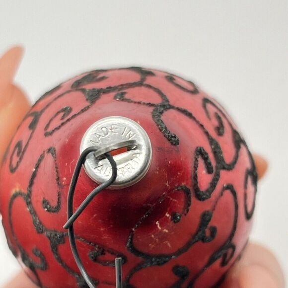 Antique/Vintage Christmas Ornament Teardrop Shaped Mercury Glass Black Mica Red - Picture 4 of 8